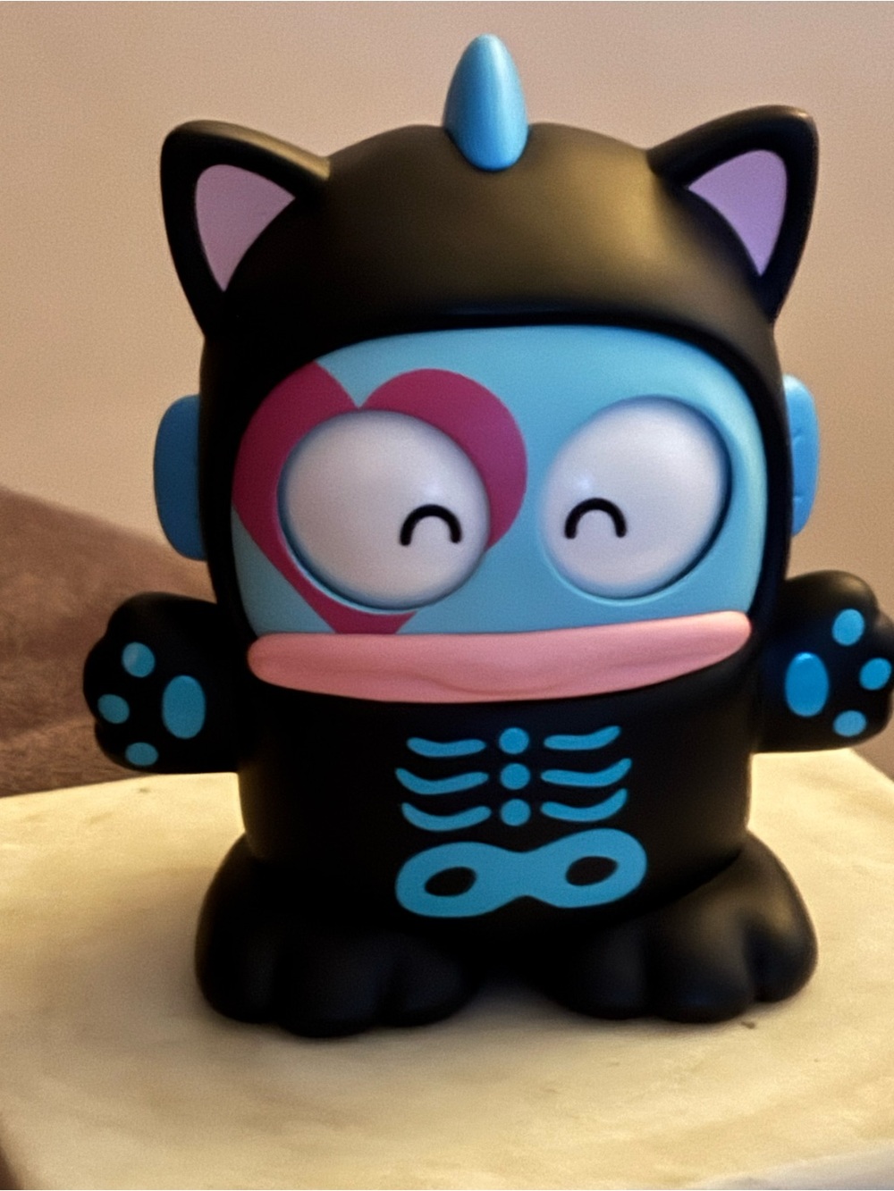 Hangyodon Black Cat Black Halloween Series Blue Skeleton Cat Vinyl Figure